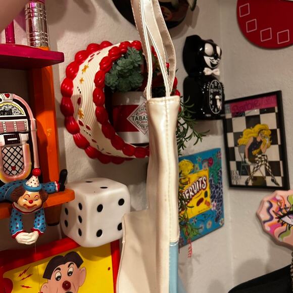 Vintage 90s Silver and Ice blue Mini Tote Bag - Picture 4 of 7